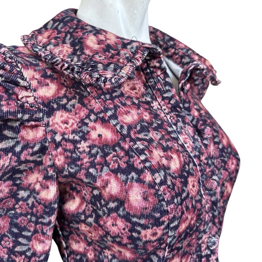 LoveShackFancy Beyers Dress in Blushing Berrys Corduroy Floral Mini Dress Size 2 - Picture 10 of 13